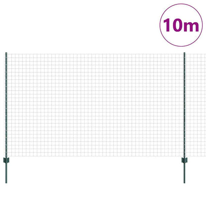 Fence with Posts Green 1.4 x 10 m Steel