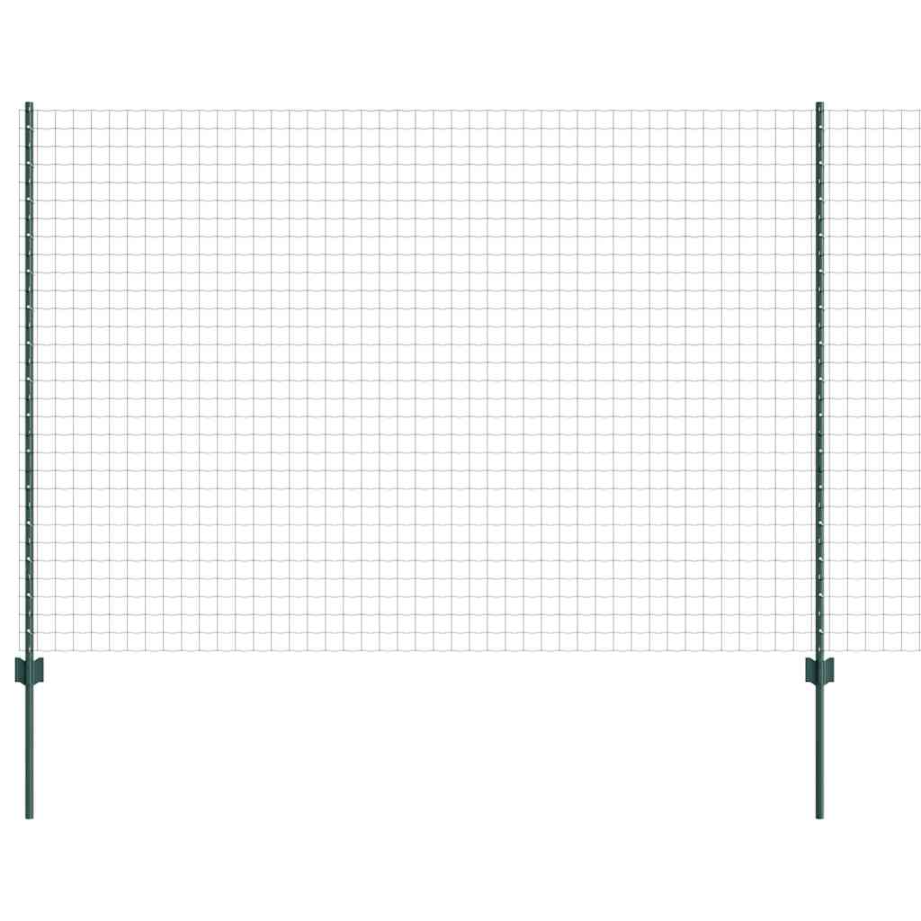 Fence with Posts Green 1.5 x 10 m Steel