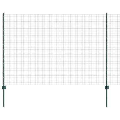 Fence with Posts Green 1.5 x 10 m Steel