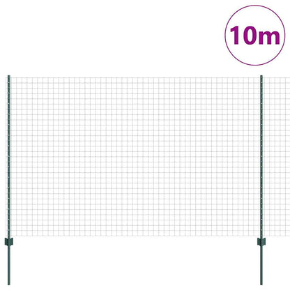 Fence with Posts Green 1.5 x 10 m Steel
