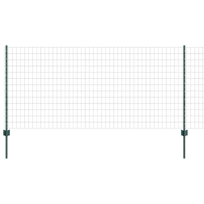 Fence with Posts Green 1 x 10 m Steel