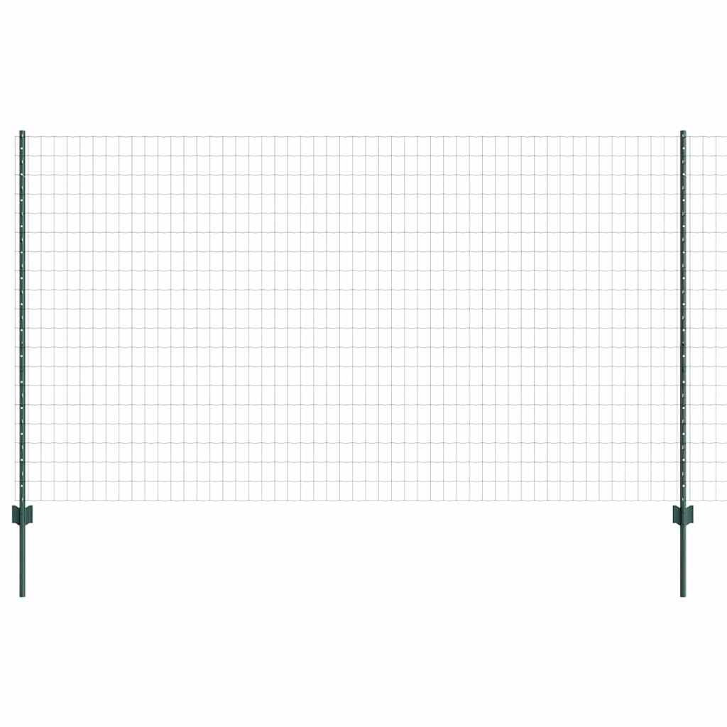 Fence with Posts Green 1.4 x 10 m Steel