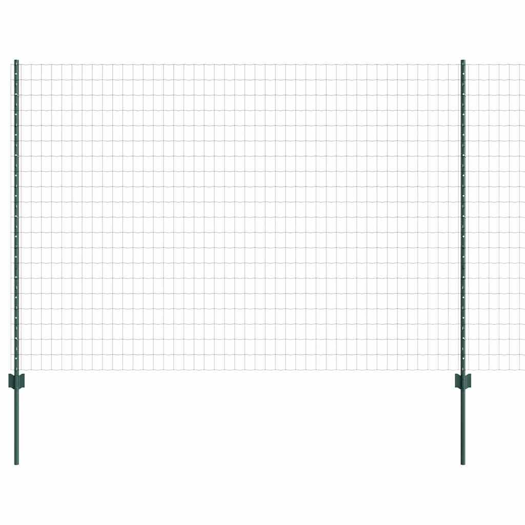 Fence with Posts Green 1.5 x 10 m Steel