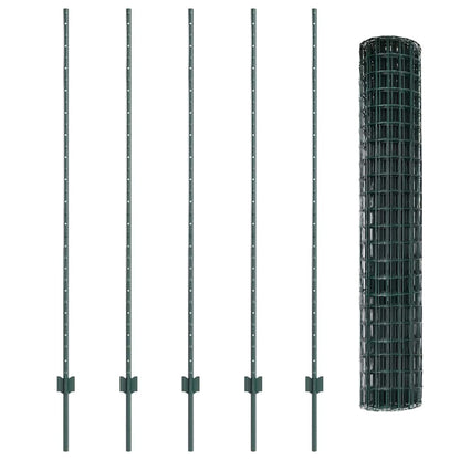 Fence with Posts Green 1.5 x 10 m Steel