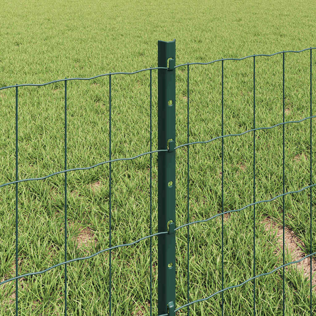 Fence with Posts Green 0.4 x 10 m Steel