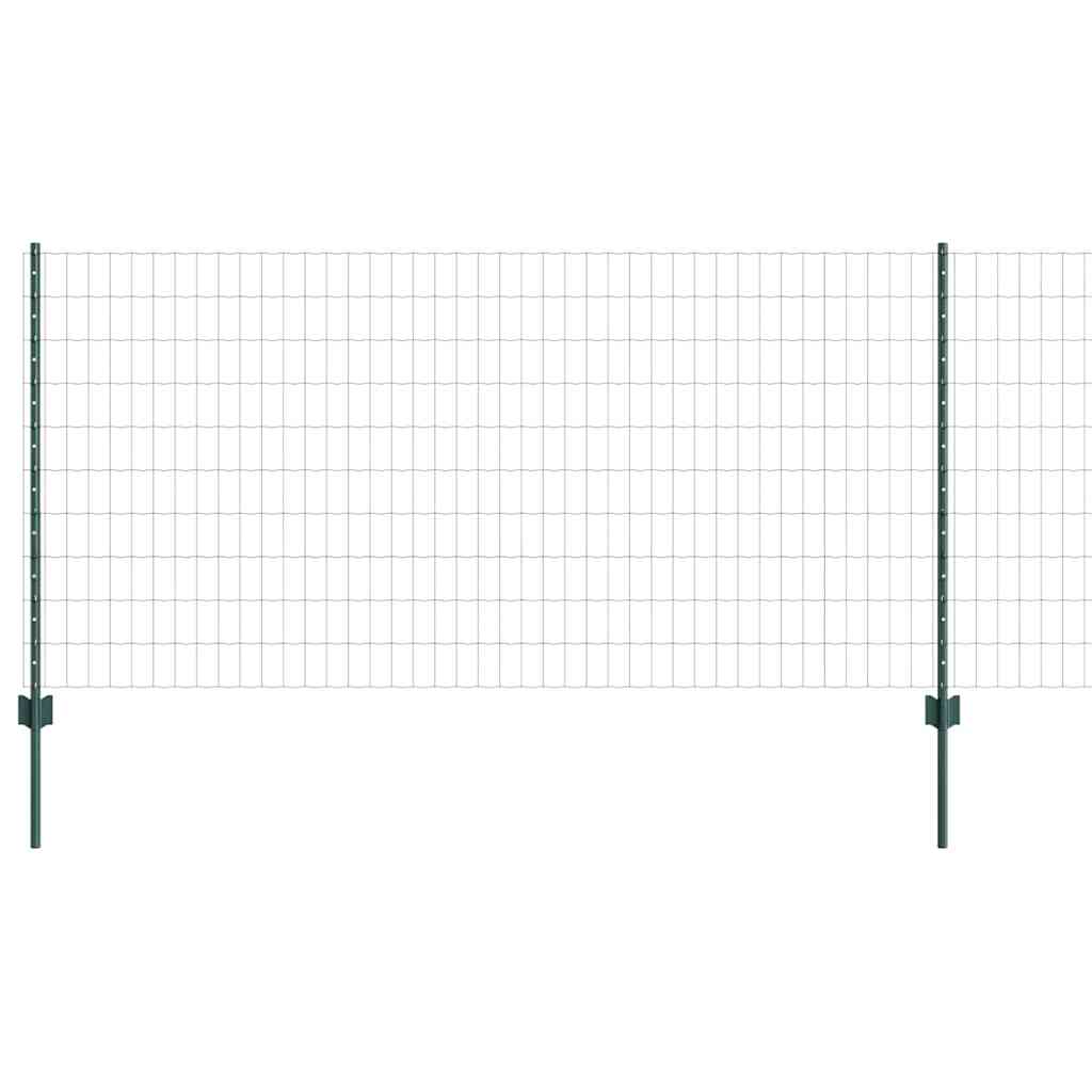 Fence with Posts Green 1 x 10 m Steel
