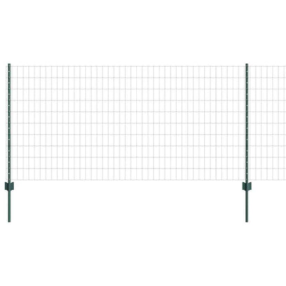 Fence with Posts Green 1 x 10 m Steel