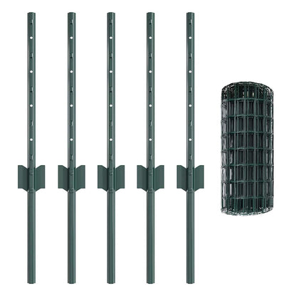 Fence with Posts Green 0.4 x 10 m Steel