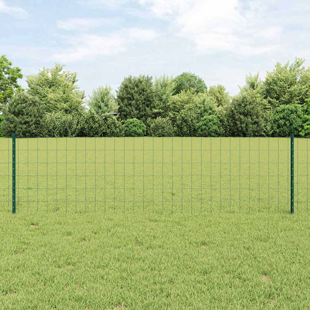 Fence with Posts Green 0.6 x 10 m Steel