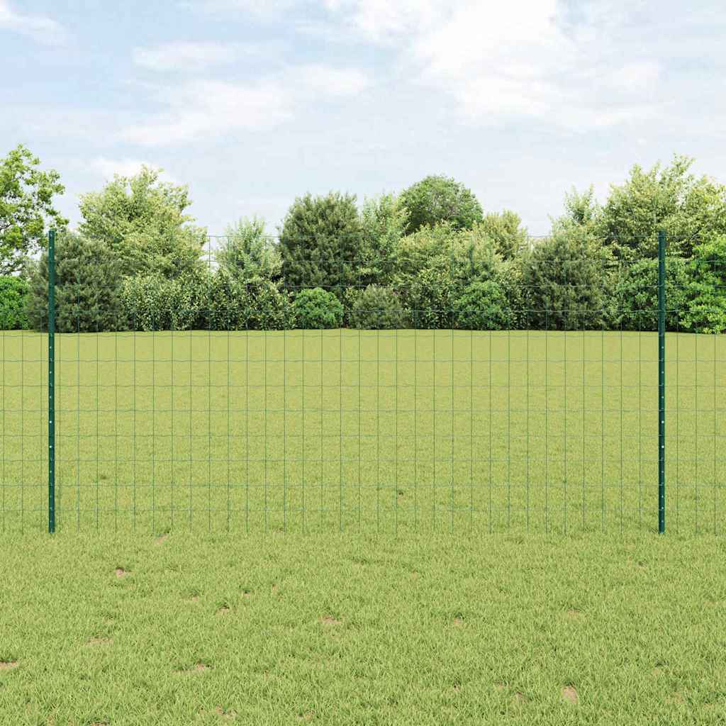 Fence with Posts Green 1.2 x 10 m Steel