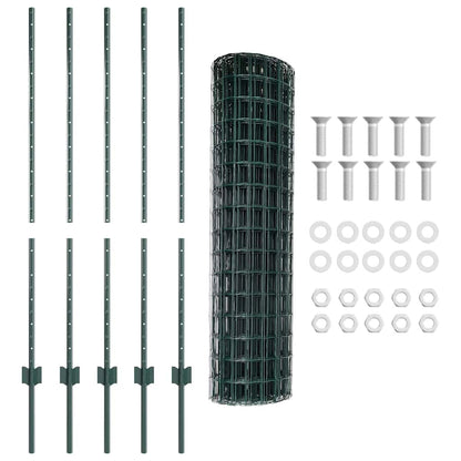 Fence with Posts Green 1.2 x 10 m Steel