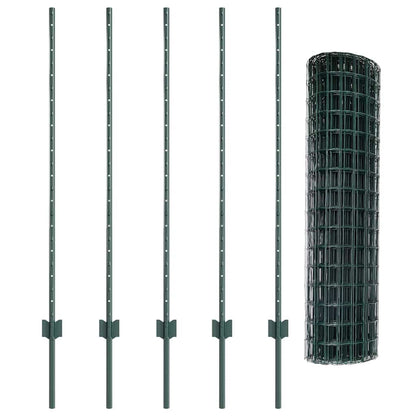 Fence with Posts Green 1.2 x 10 m Steel