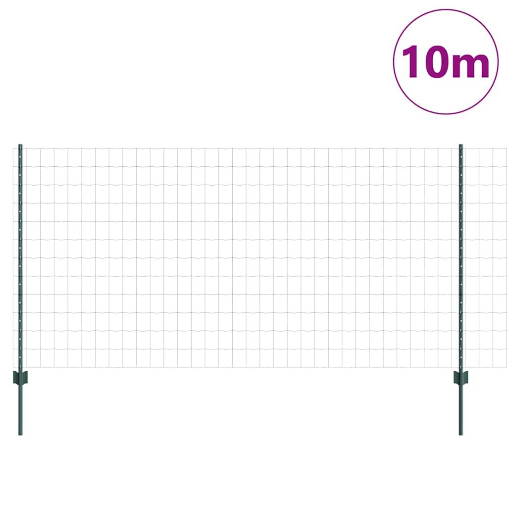 Fence with Posts Green 1.2 x 10 m Steel