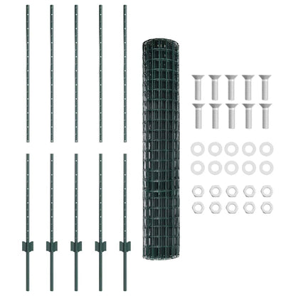 Fence with Posts Green 1.4 x 10 m Steel