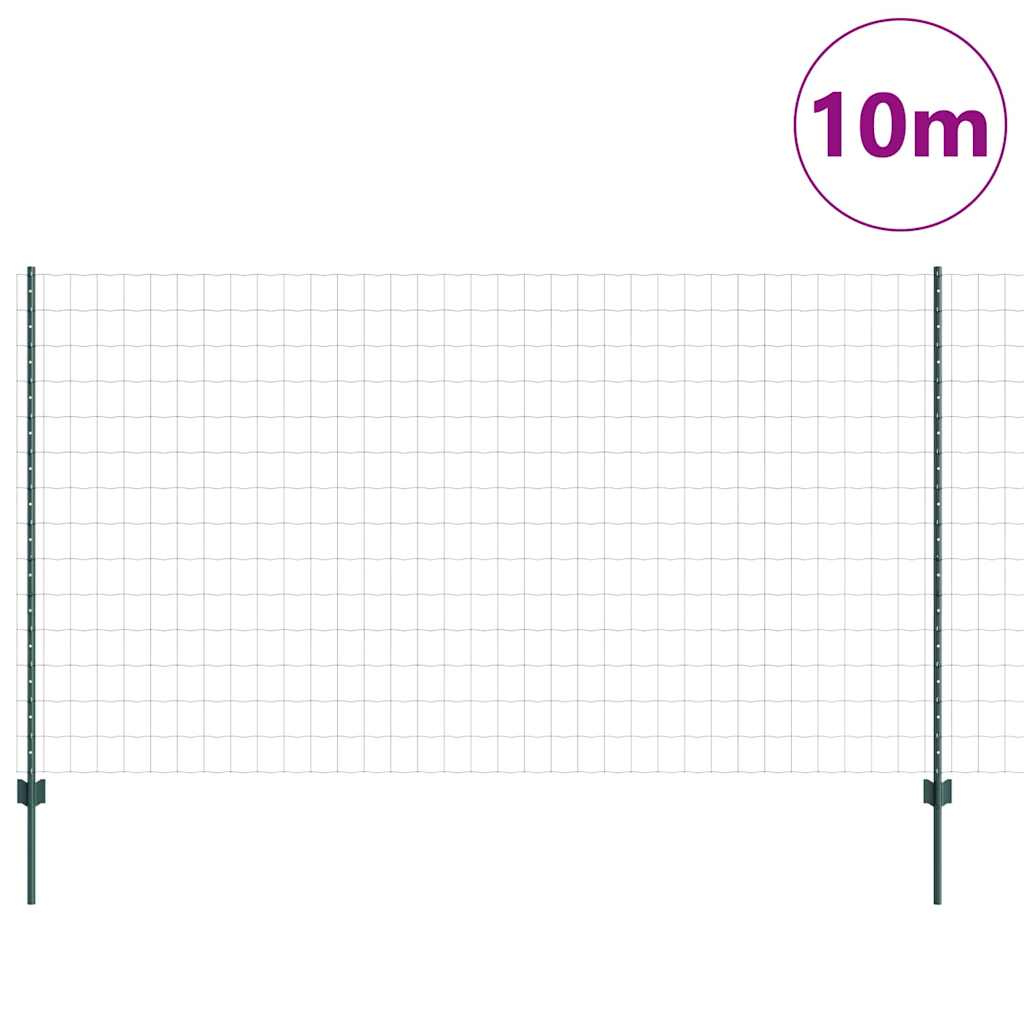 Fence with Posts Green 1.4 x 10 m Steel