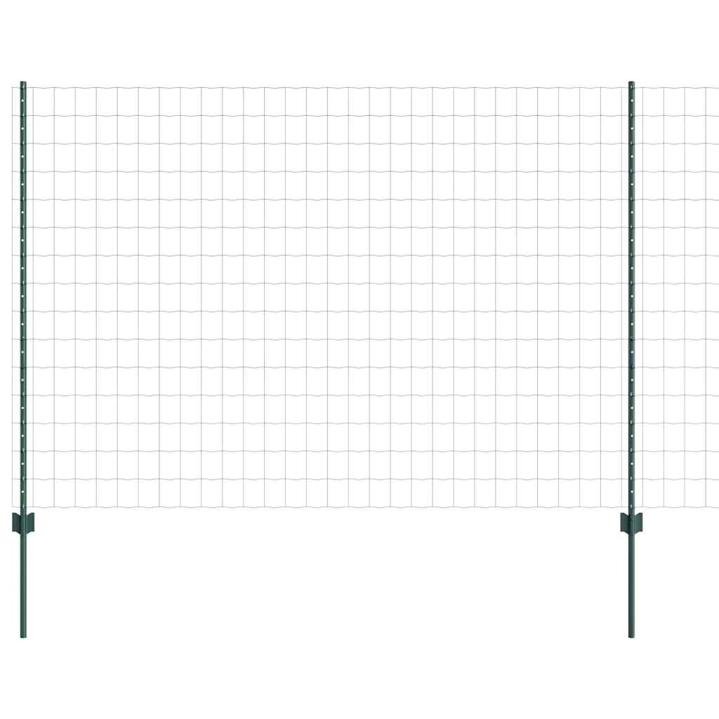 Fence with Posts Green 1.6 x 10 m Steel