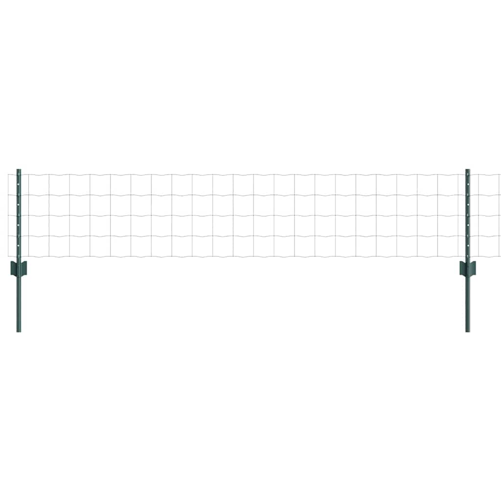 Fence with Posts Green 0.4 x 10 m Steel