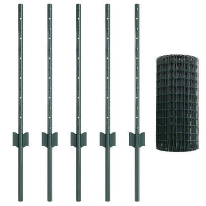 Fence with Posts Green 0.6 x 10 m Steel
