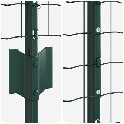 Fence with Posts Green 1 x 10 m Steel