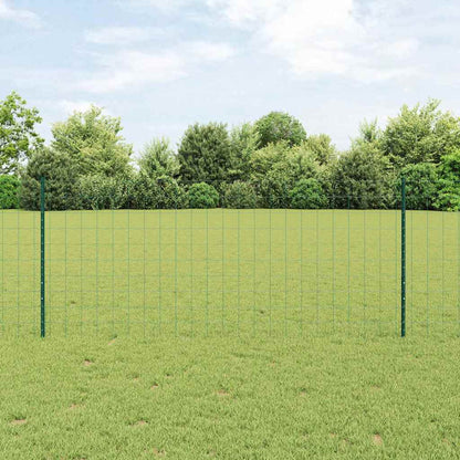 Fence with Posts Green 1 x 10 m Steel