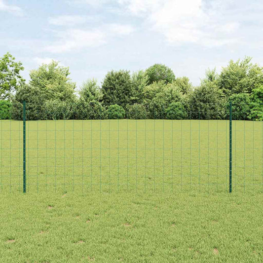 Fence with Posts Green 1 x 10 m Steel