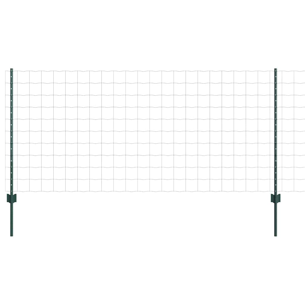 Fence with Posts Green 1 x 10 m Steel