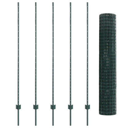 Fence with Posts Green 1.6 x 10 m Steel