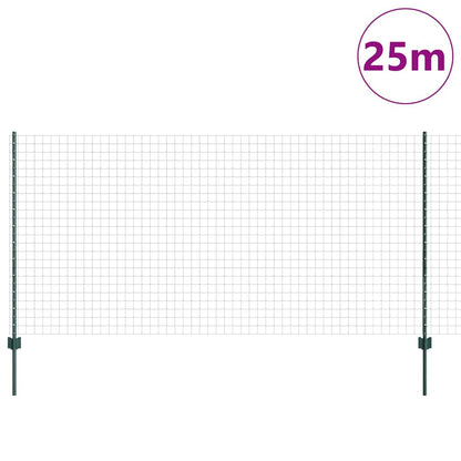 Fence with Posts Green 1.2 x 25 m Steel
