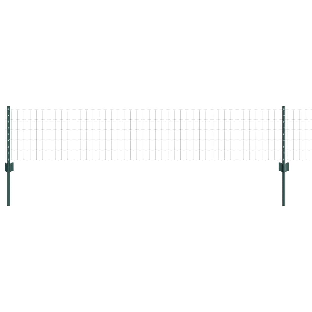 Fence with Posts Green 0.4 x 25 m Steel