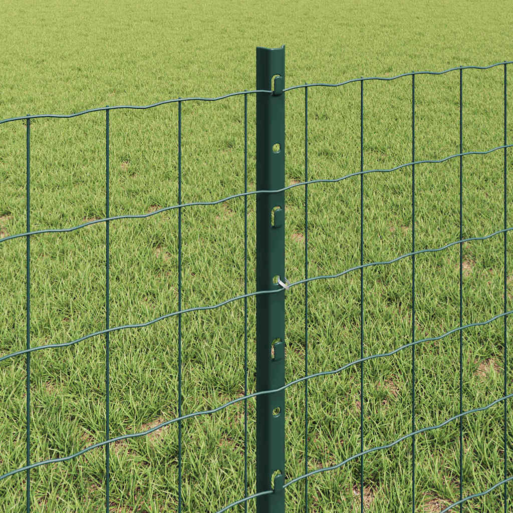 Fence with Posts Green 0.6 x 25 m Steel