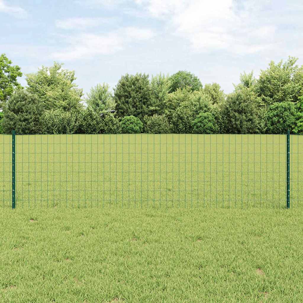 Fence with Posts Green 0.6 x 25 m Steel