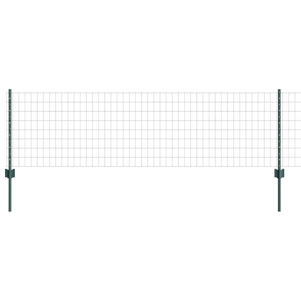 Fence with Posts Green 0.6 x 25 m Steel
