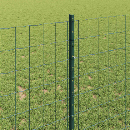 Fence with Posts Green 1 x 25 m Steel