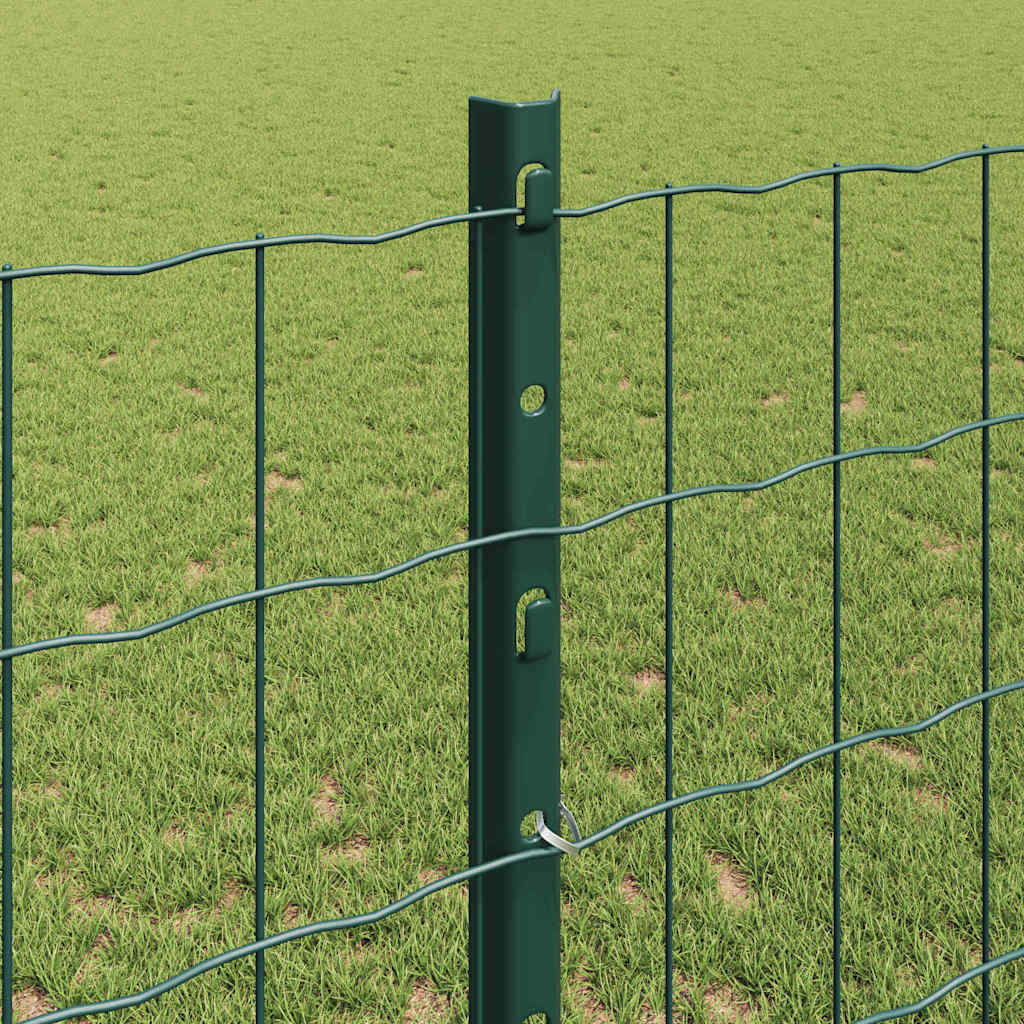 Fence with Posts Green 1.2 x 25 m Steel