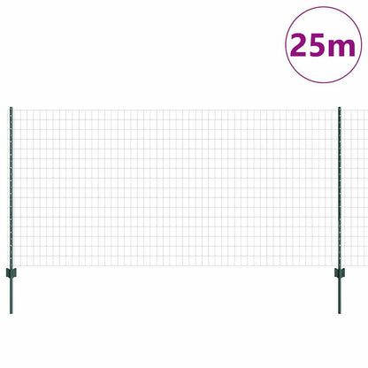 Fence with Posts Green 1.2 x 25 m Steel