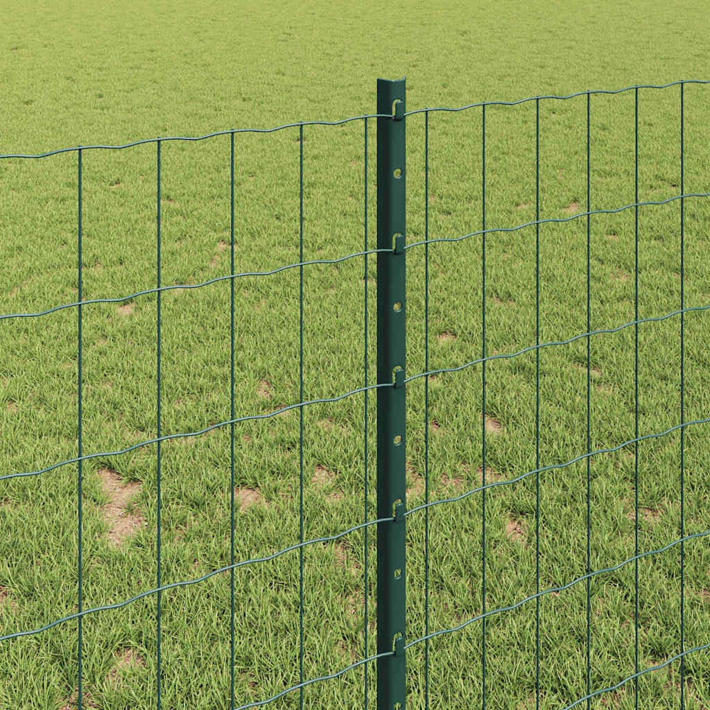 Fence with Posts Green 1 x 25 m Steel