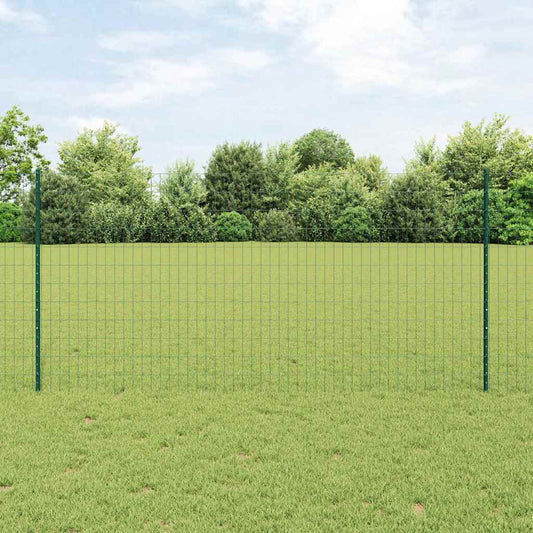 Fence with Posts Green 1.2 x 25 m Steel
