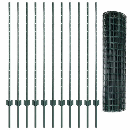 Fence with Posts Green 1.2 x 25 m Steel