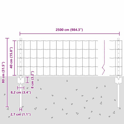 Fence with Posts Green 0.4 x 25 m Steel