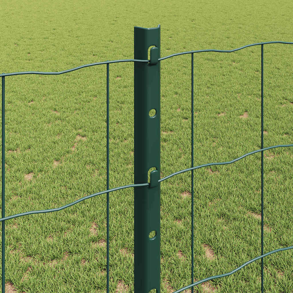 Fence with Posts Green 1.2 x 25 m Steel