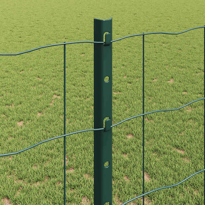 Fence with Posts Green 1.2 x 25 m Steel