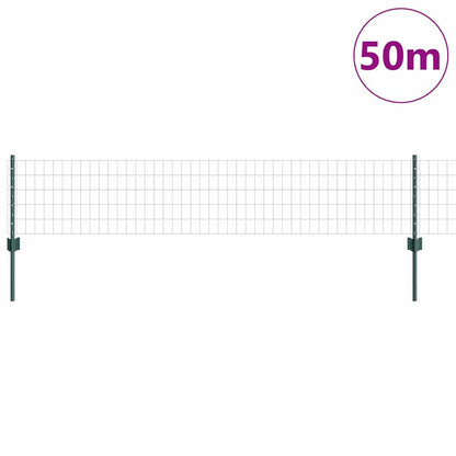 Fence with Posts Green 0.4 x 50 m Steel