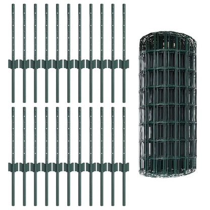 Fence with Posts Green 0.4 x 50 m Steel