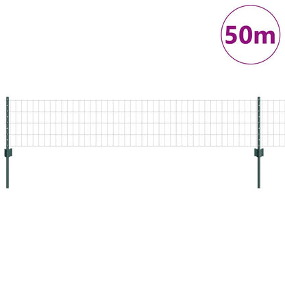 Fence with Posts Green 0.4 x 50 m Steel