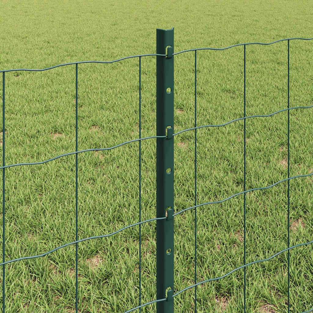 Fence with Posts Green 0.6 x 50 m Steel