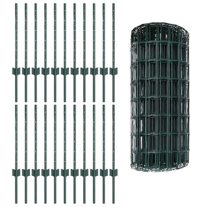 Fence with Posts Green 0.6 x 50 m Steel