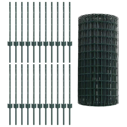 Fence with Posts Green 0.6 x 50 m Steel