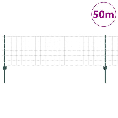 Fence with Posts Green 0.6 x 50 m Steel