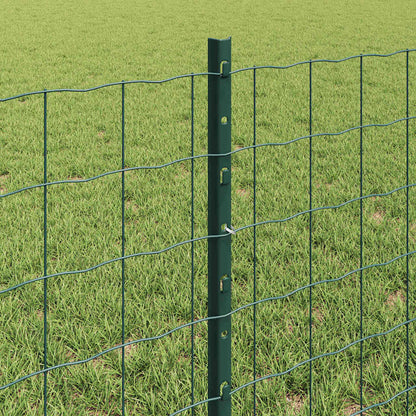 Fence with Posts Green 0.6 x 10 m Steel