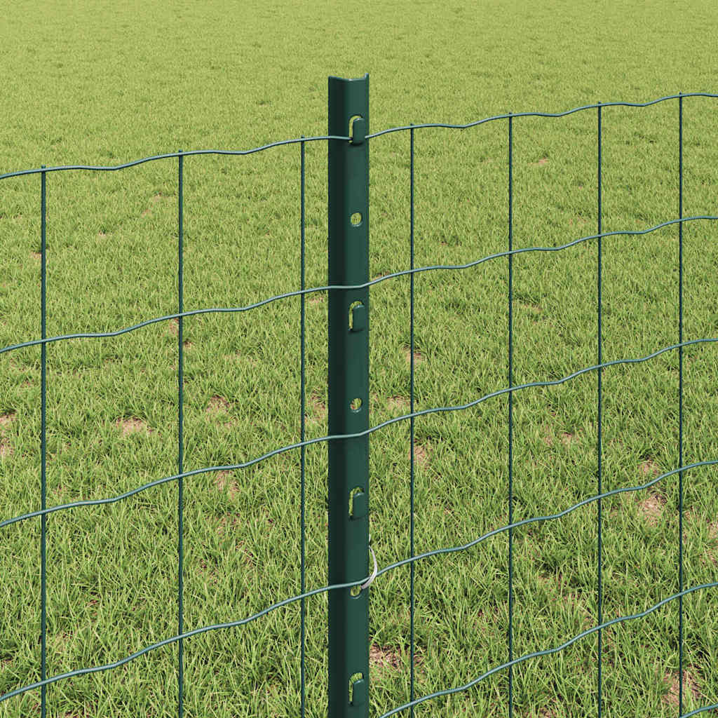 Fence with Posts Green 0.8 x 10 m Steel